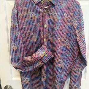 Luchiano Visconti Button Down Shirt with Vibrant Pattern